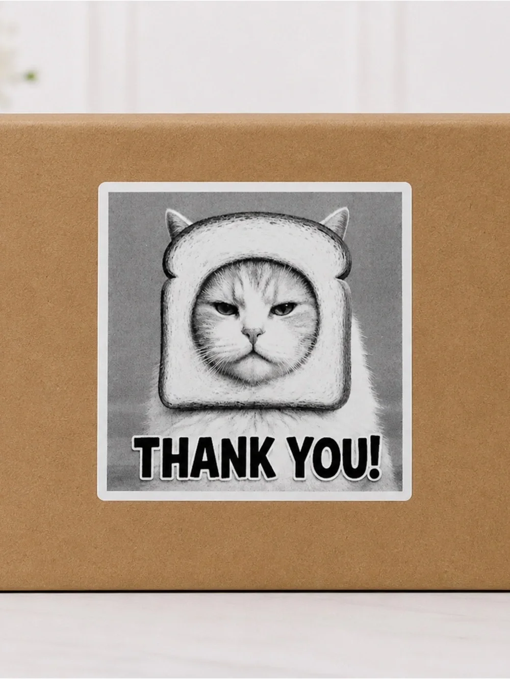 Funny Cat Toast Thank You Stickers  3”x3”-100ct.